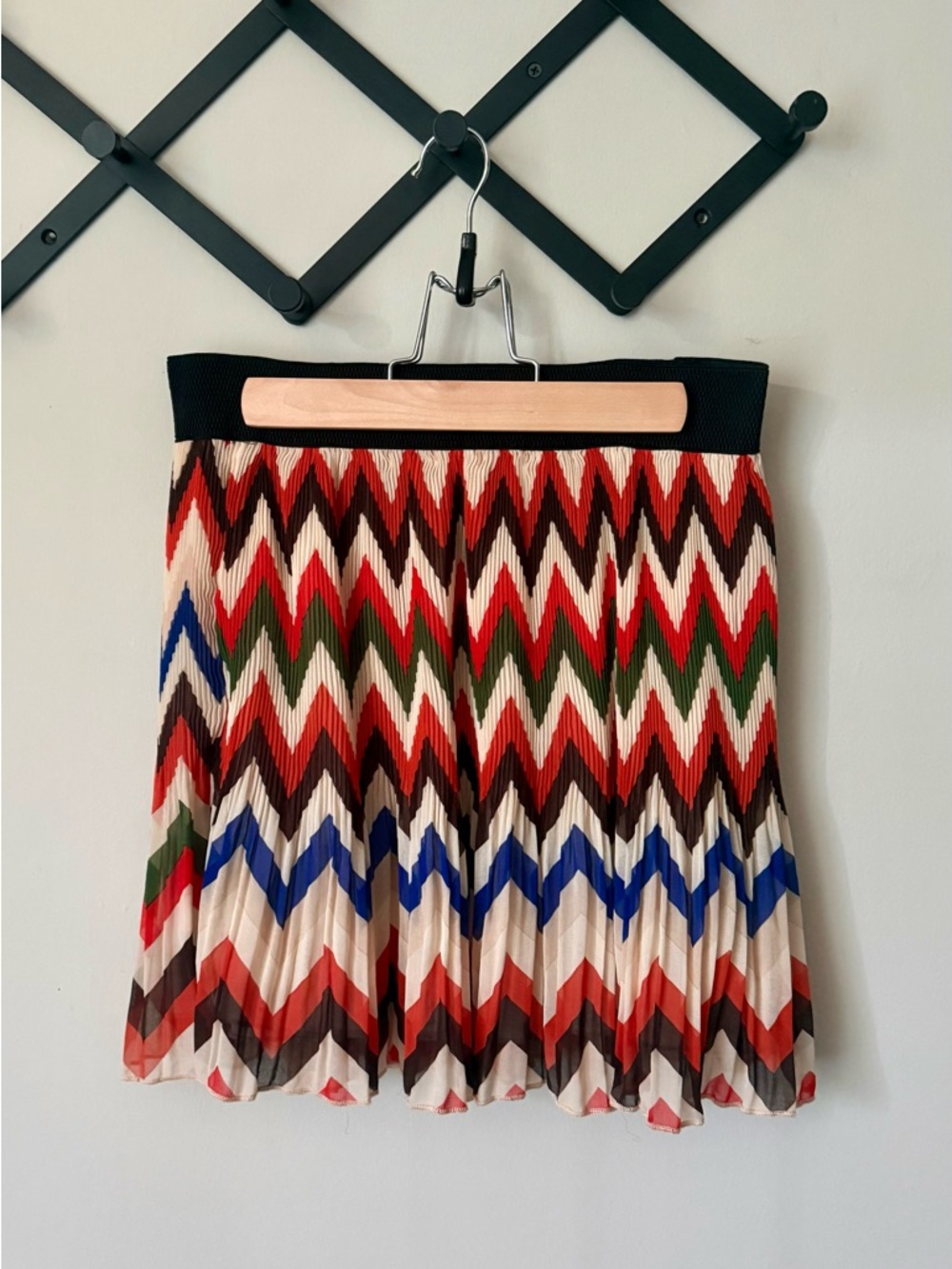 Early 2000s Pleated Chevron Mini Skirt